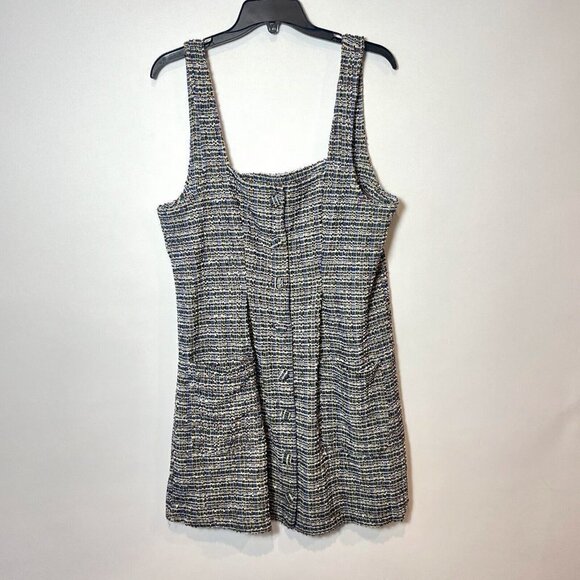 Free People Maxx Mini Shift Dress Multi M Sleeveless Tweed Button Y2K Clueless - Picture 1 of 8